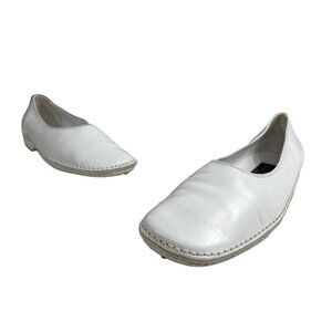 Grupo Italiano Women's White Leather Stitching Sole Flat Slippers Sz 7